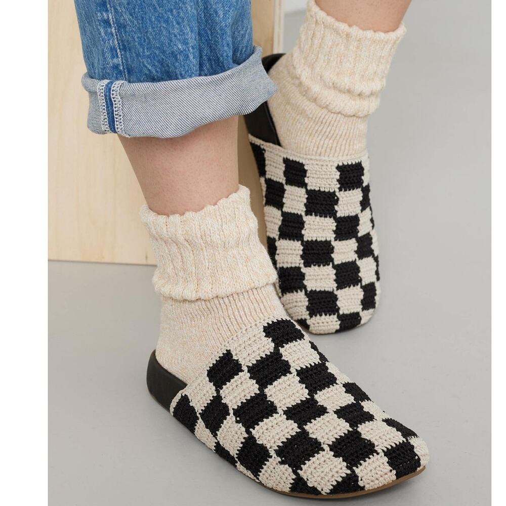 The Sak Bolinas Hand Crochet Clog in Black Check